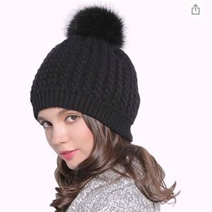 Black Winter Beanie with Pom Pom